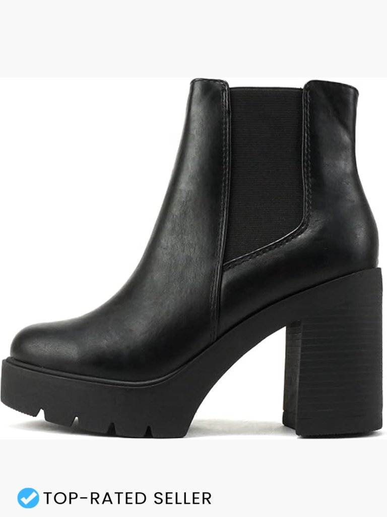 Lug Sole High Heel Chelsea Fashion Ankle Boot W/ Double Elastic Gore
